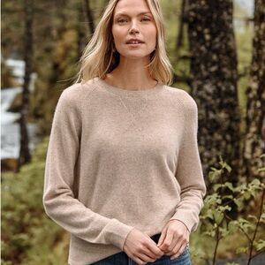 🧡 Garnet Hill Monochromatic Oat Heather Cashmere Sweater Medium Old Money Preppy